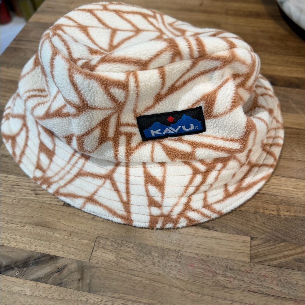 KAVU Kids Cream & Tan Patterned Fleece Bucket Hat